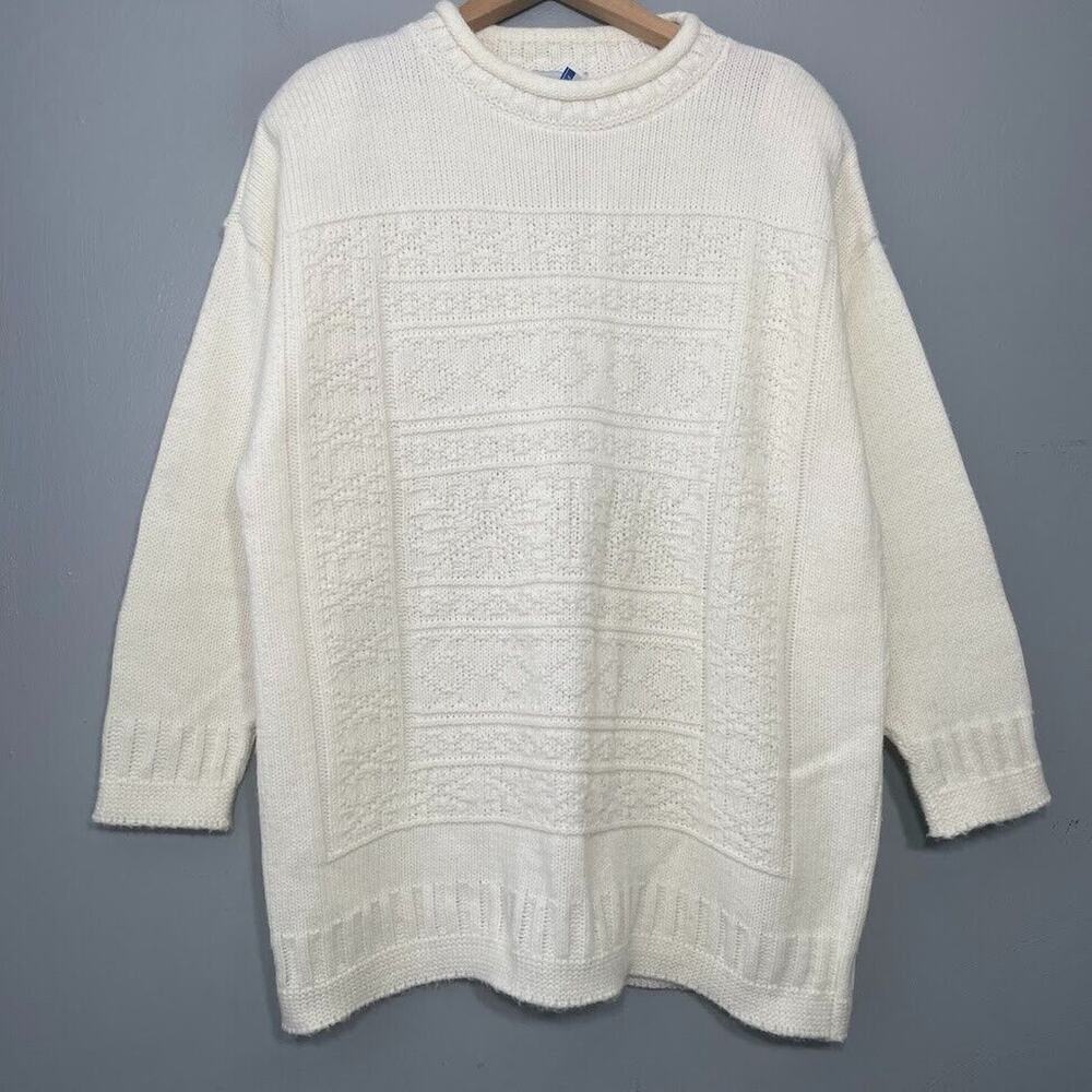 Vintage Cape Cod Plus Size 18W Creamy White Sweater Cottagcore Grandma Romantic